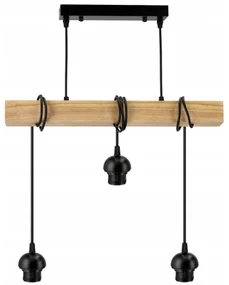 BERGE Závesné stropné svietidlo LED drevený trám 3xE27 loft cup