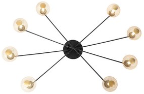 Moderné stropné svietidlo čierne so zlatom 8-žiarovkové - Athens Wire