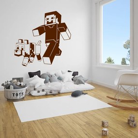 Veselá Stena Samolepka Minecraft so psom Farba: hnědá, Veľkosť: 80 x 78 cm