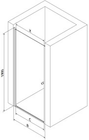 Mexen PRETORIA sprchové dvere ku sprchovému kútu 90 cm, číre sklo/zlatá, 852-090-000-50-00