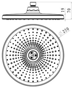 Mereo Mereo, Tanierová sprcha horná ø 250 mm s kĺbom, plast, MER-CB585A