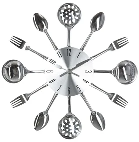 Nástenné hodiny Cutlery, chrómová