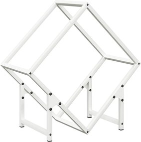 vidaXL Stojan na palivové drevo biely oceľ valcovaná za studena