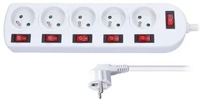 Predlžovací kábel s 5 zásuvkami a 6 vypínačmi - 3 m - Solight PP144