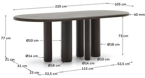 Jedálenský stôl lenmai 220 x 105 cm tmavohnedý MUZZA