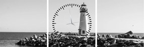 Obraz - Maják na pobreží, Santa Cruz, Kalifornia (s hodinami) (90x30 cm)