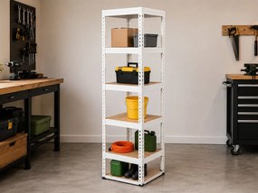 Regál 183x40x40 cm lakovaný 5-policový, nosnosť 875 kg, RIVET - biely