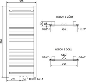 Mexen Uran, elektrické vykurovacie teleso 1200 x 500 mm, 600 W, čierna, W105-1200-500-2600-70