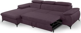 Rohová sedacia súprava Scala, hroznová ružovo-fialová látka, ľavý roh