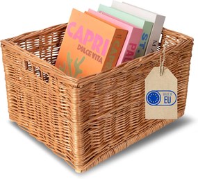 Prútený úložný box, zásuvka, s rúčkou, VRBA, 40x30