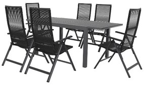 Livarno home Rozkladací záhradný stôl Miami + Záhradné kreslo Miami, 6 kusov  (800008468)