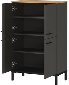 Tmavosivá vysoká kúpeľňová skrinka v dekore duba 60x97 cm Yonkers - Germania