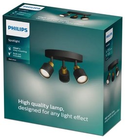 Philips - Bodové svietidlo NIALL 3xGU10/5W/230V čierna/mosadz