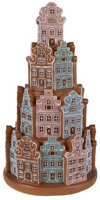 Svietiaca perníková veža z farebných chalúpok Gingerbread House - Ø 18*33 cm / 3*AAA