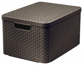 Tmavohnedý plastový úložný box s vekom 33x44,5x25 cm Style – Curver