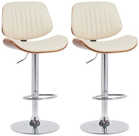 Design-Shop 2x Barová stoličkaClawson - koženka, chróm rám - orech/krém