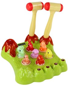 LEAN TOYS Hra Buchni Dinosaura – kladivá, zvuky, svetlá – zelená