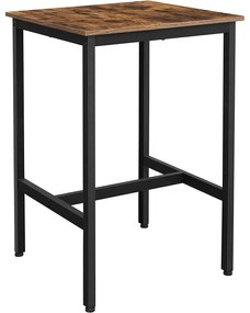 Vysoký barový stôl, štvorcový, jedálenský stôl, 60 x 60 x 90 cm, rustikálny hnedý a čierny | VASAGLE