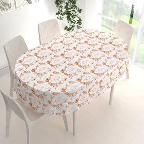 Biante Detský bavlnený oválny obrus Sandra SA-523 Líšky a sovy na bielom 140x180 cm