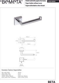 Bemeta Design BETA: Držiak toaletného papiera - 132212032