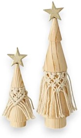 Súprava 2 vianočných dekorácií z masívneho borovicového dreva Boltze Bohio