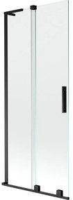 Mexen Velar L, 2-krídlová posuvná vaňová zástena 85 x 150 cm, 8mm číre sklo, čierna matná, 896-085-003-01-70