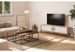 TV stolík v dekore duba v bielo-prírodnej farbe 180x51 cm Vae – Marckeric