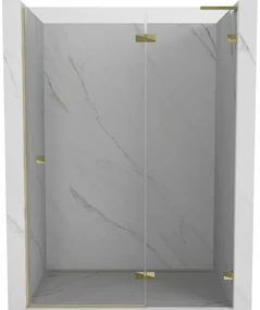 Mexen, Mexen Lunar L výklopné pravé sprchové dvere 130 cm, transparentné, zlaté - 834L-130-000-50-00-P