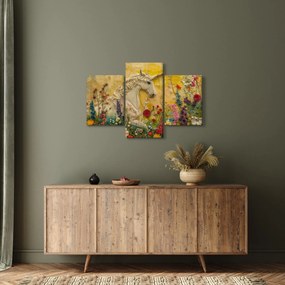 Obraz - Jednorožec s kvetinami (90x60 cm)