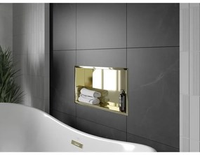 Mexen X-Wall-R, polička na zapustenie na obklad s golierom 60 x 30 cm, zlatá lesklá, 1950603010