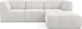 Biela rohová pohovka z textílie buklé (pravý roh/s leňoškou) Aloha – Makamii
