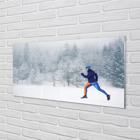Nástenný panel  Les v zime sneh muž 100x50 cm