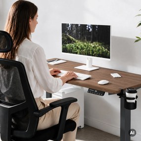 Elektrický stôl s reguláciou výšky ergonomický antracitový/orech,1400x700 mm: ARIA