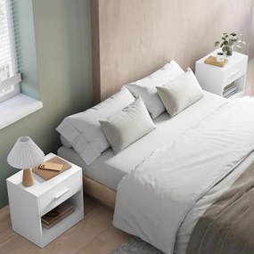 Súprava nočných stolíkov E1081 WT, biela, 2 ks