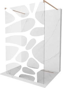 Mexen Kioto, sprchová zástena Walk-In 100 x 200 cm, 8mm číre sklo biely vzor, medený matný profil, 800-100-002-65-97