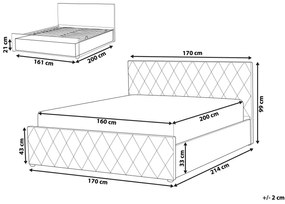 Postel z umelej kože s úložným priestorom 160 x 200 cm sivá a béžová ROCHEFORT Beliani