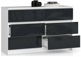 Komoda K120 6SZ CLP grafitová, lesk
