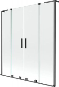 Mexen Velar L Duo, 2-krídlová posuvná vaňová zástena 150 x 150 cm, 8mm číre sklo, grafitová, 896-150-003-02-95