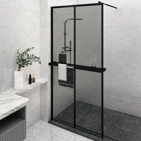 Sprchová stena s policou čierna 118x190 cm ESG sklo a hliník 3185490
