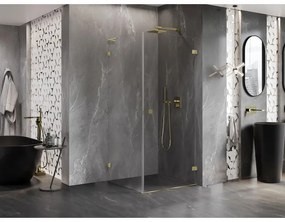 Mexen Lunar-B L výklopný sprchový kút pravý 90 x 90 cm, číre sklo, zlatá lesklá, 832L-090-090-50-00-P