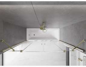 Mexen Velar Duo, vaňová zástena 2-krídlová s posuvnými dverami 190 x 150 cm, 8mm číre sklo, zlatý lesklý profil, 896-190-000-02-50