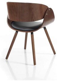 Čierne/tmavohnedé čalúnené jedálenské kreslo s podrúčkami Visby Evo – Tomasucci