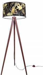 Stojacia lampa Gold Flowers, 1x čierne textilné tienidlo s kvetinovým vzorom, (výber zo 4 farieb konštrukcie), (fi 35cm)