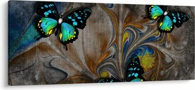 Obraz - Žiariví motýle na obraze (120x50 cm)