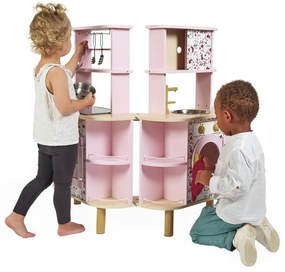 Detská drevená obojstranná kuchynka s práčkou - Twist