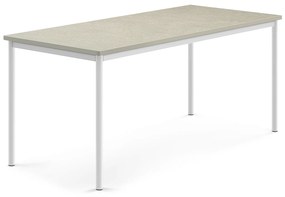 Stôl SONITUS, 1800x800x760 mm, linoleum - svetlošedá, biela
