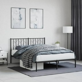 Kovový rám postele s čelom čierny 140x190 cm 374437