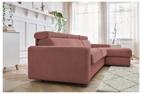 Ružová menčestrová rozkladacia rohová pohovka (variabilná) Monaco – Bobochic Paris