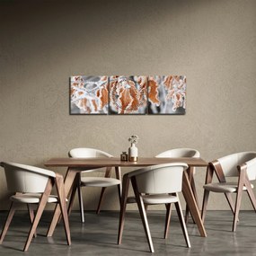 Obraz - Zamrznuté listy (s hodinami) (90x30 cm)