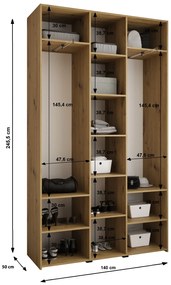Šatníková skriňa 140 cm Carmela 50-3 (kašmír + zlatá). Akcia -20%. Vlastná spoľahlivá doprava až k Vám domov. 1126784